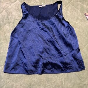 Satin Navy Blue Women's Blouse - S #7